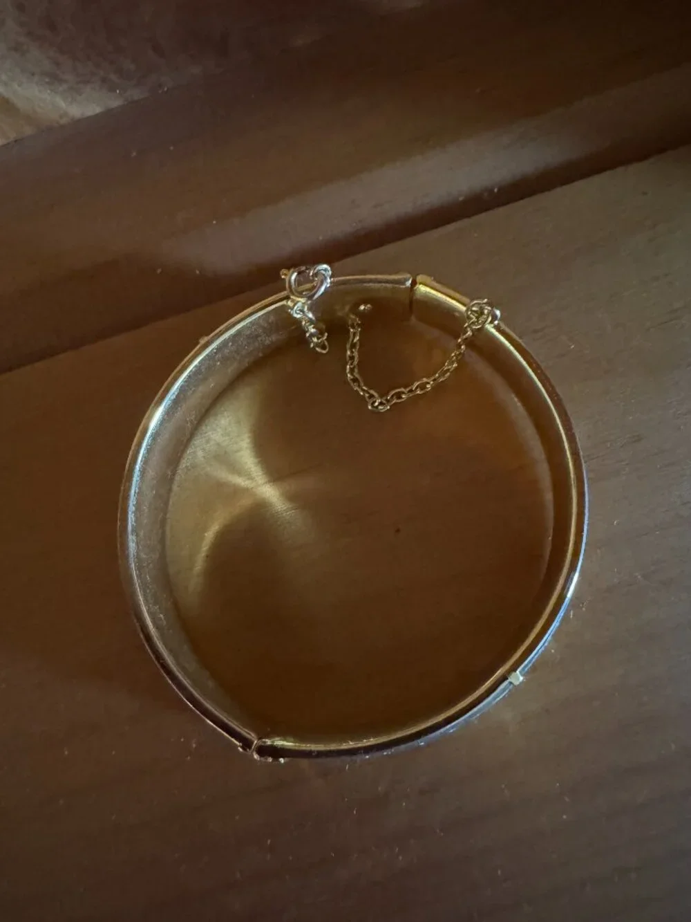 Vintage Damascene Gold Black Hinged Bracelet With Chain Bird-of-paradise